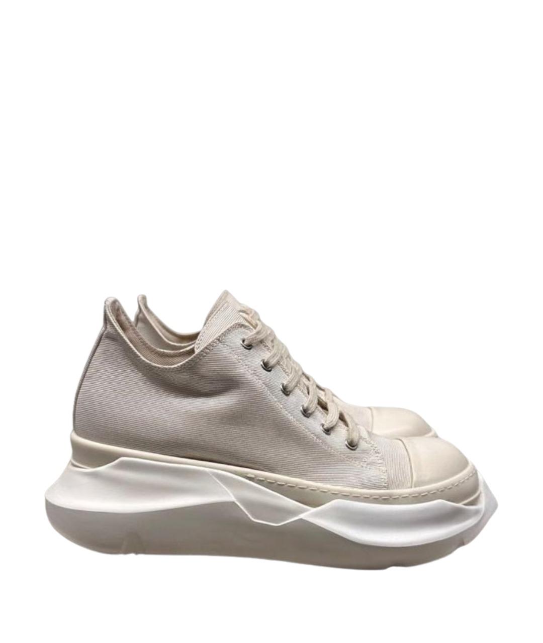 RICK OWENS DRKSHDW Бежевые текстильные низкие кроссовки / кеды, фото 1