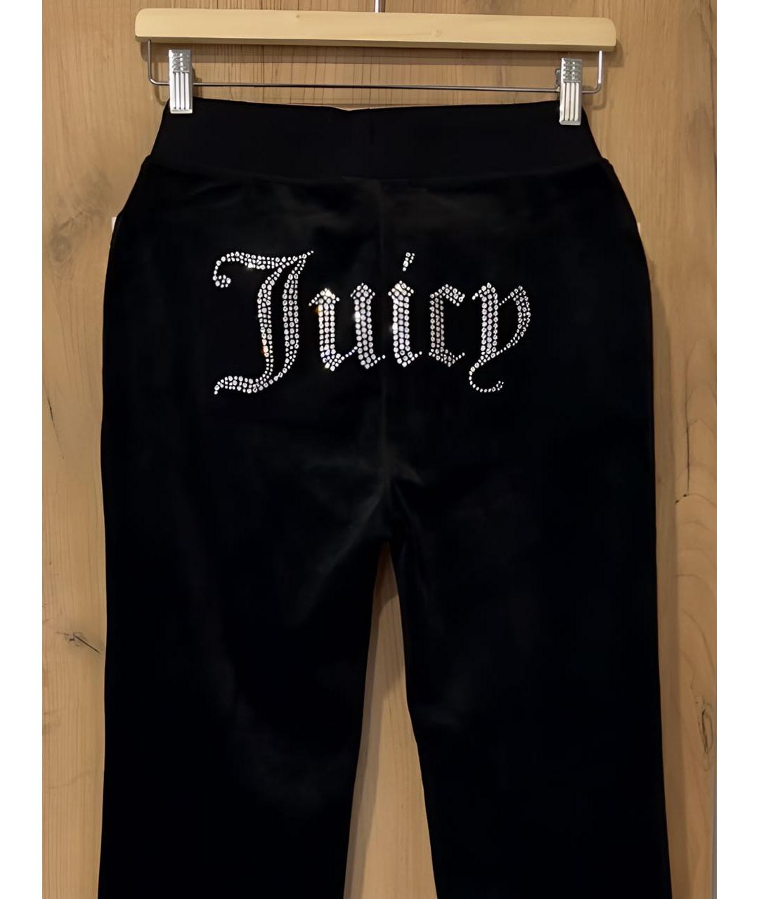 JUICY COUTURE Черные велюровые прямые брюки, фото 4