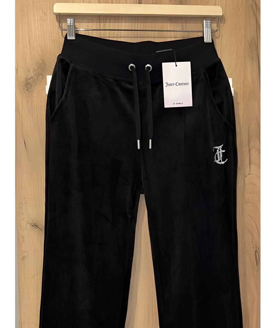 JUICY COUTURE Черные велюровые прямые брюки, фото 3