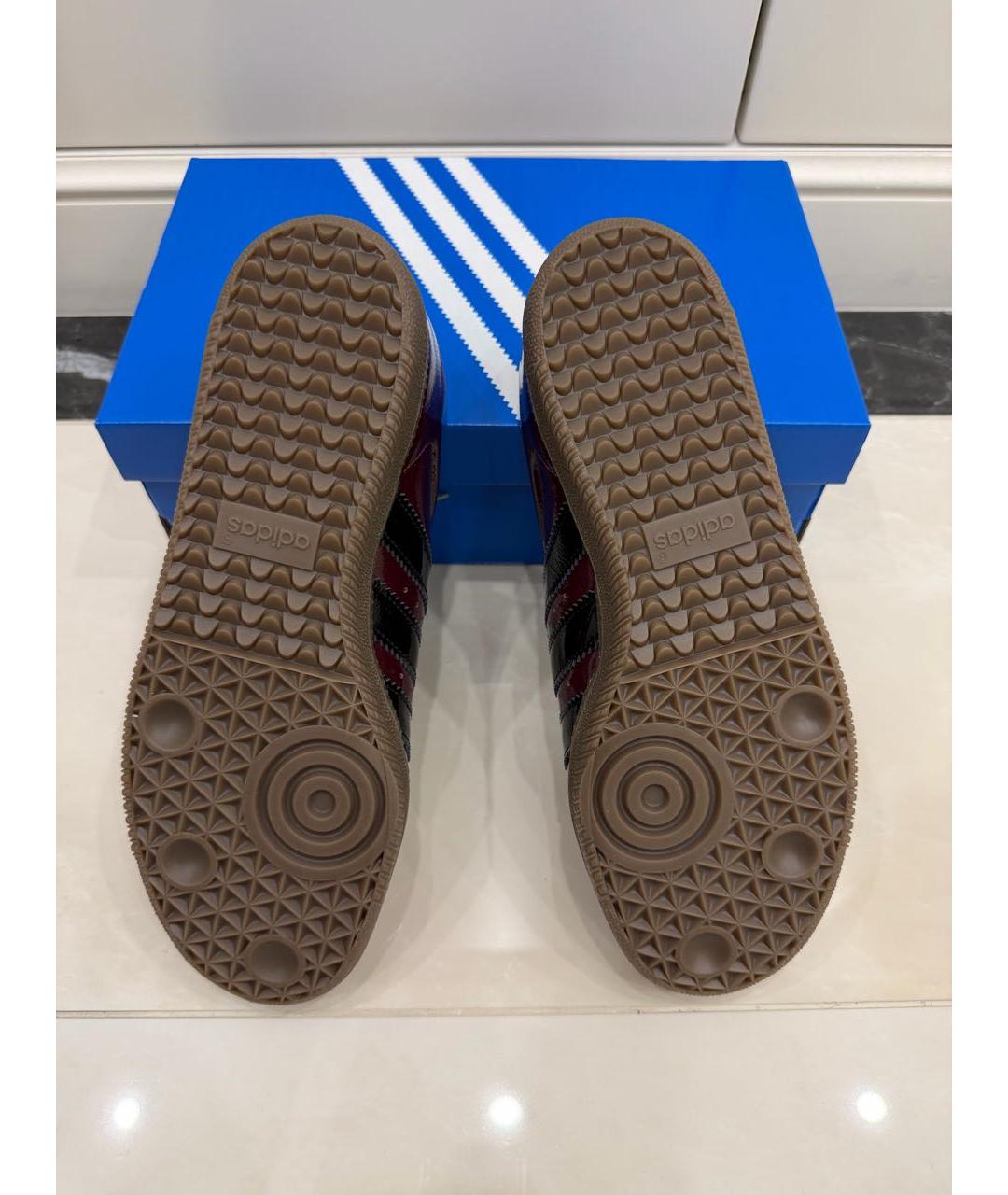ADIDAS Бордовые низкие кроссовки / кеды из лакированной кожи, фото 5