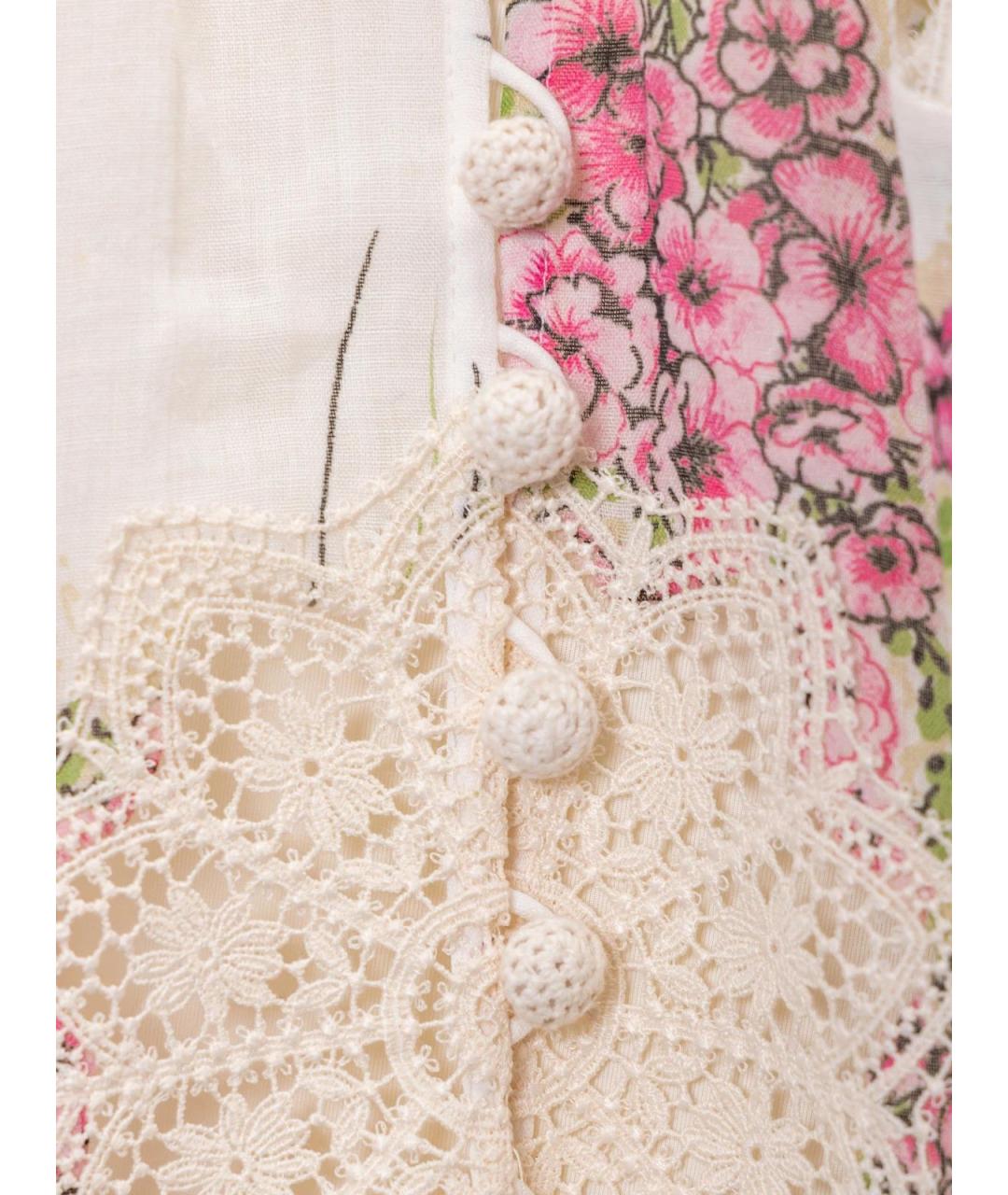 ZIMMERMANN Белое льняное повседневное платье, фото 3