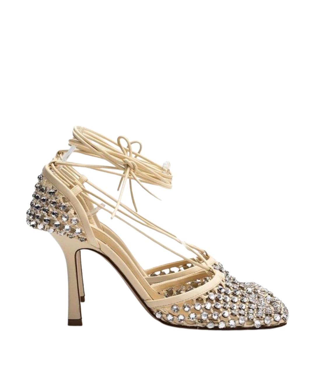 BOTTEGA VENETA Бежевые кожаные босоножки, фото 1