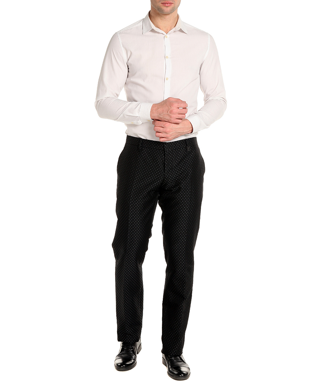 JOHN RICHMOND Черные ацетатные классические брюки, фото 3