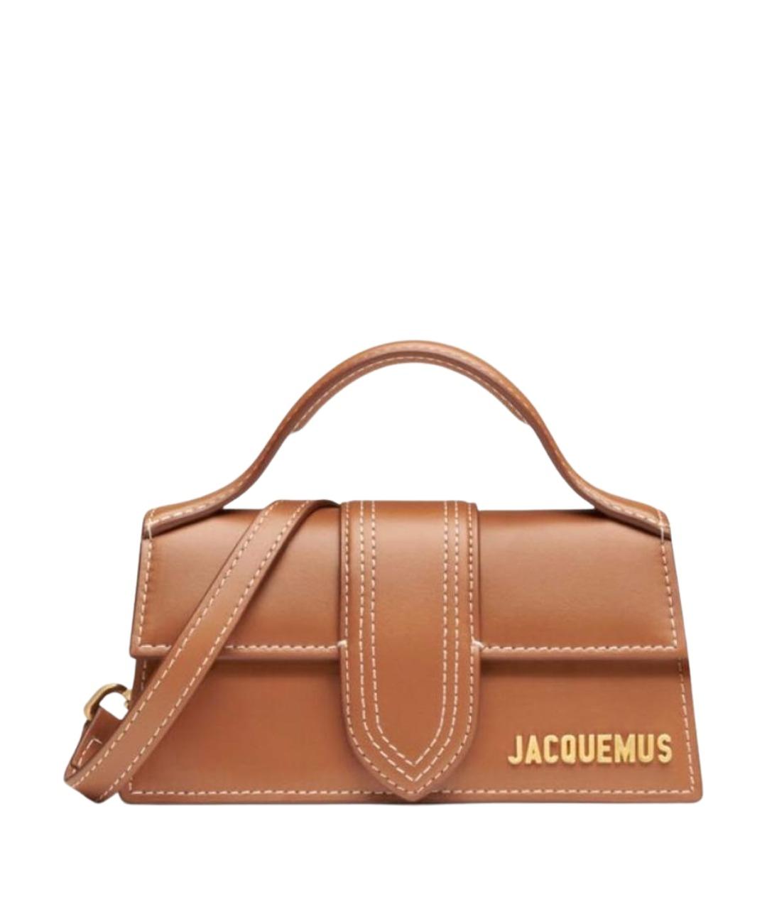 JACQUEMUS Коричневая кожаная сумка с короткими ручками, фото 1