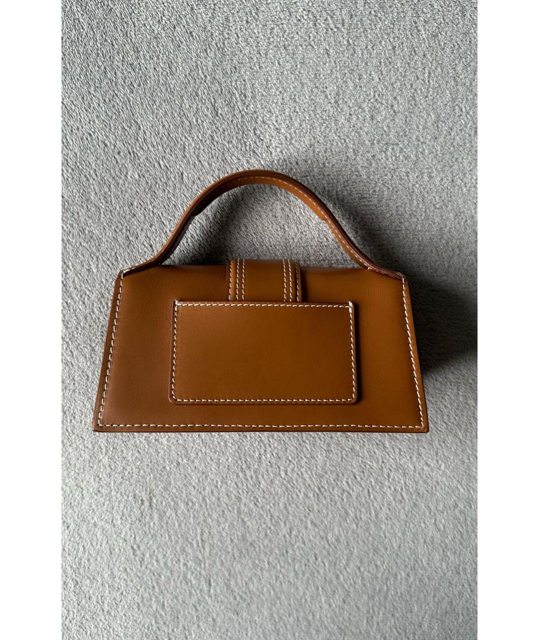 JACQUEMUS Коричневая кожаная сумка с короткими ручками, фото 5