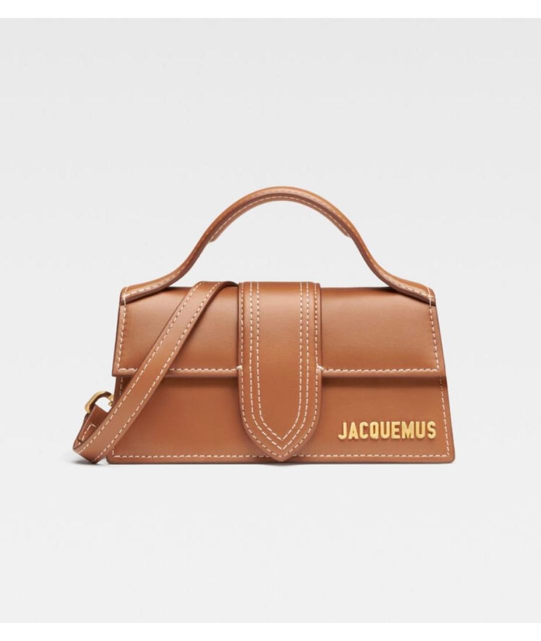 JACQUEMUS Коричневая кожаная сумка с короткими ручками, фото 7