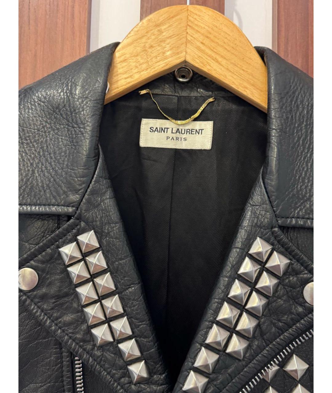 SAINT LAURENT Черная кожаная куртка, фото 3