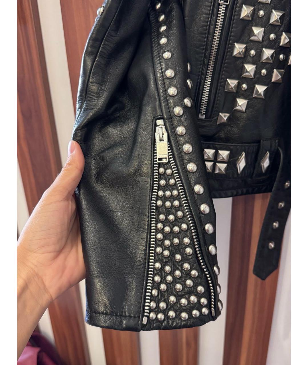 SAINT LAURENT Черная кожаная куртка, фото 4