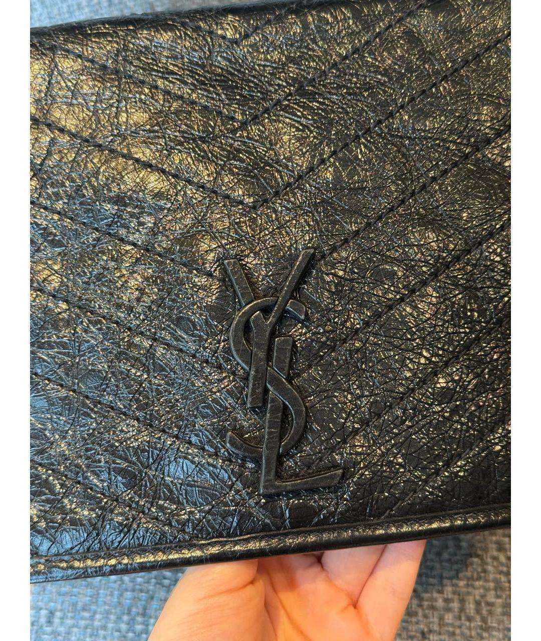 SAINT LAURENT Черная кожаная сумка через плечо, фото 7