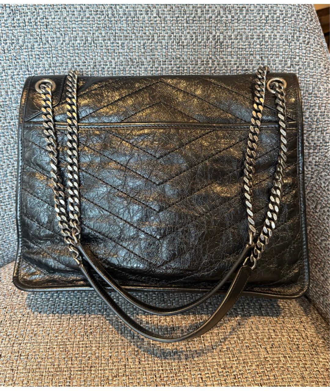 SAINT LAURENT Черная кожаная сумка через плечо, фото 2