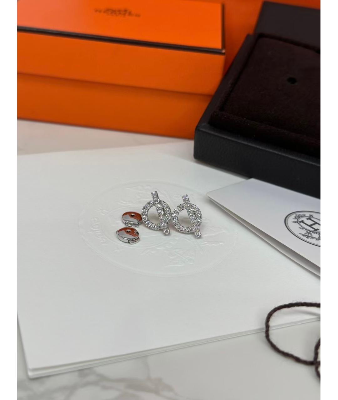 HERMES Серебряные серьги из белого золота, фото 3
