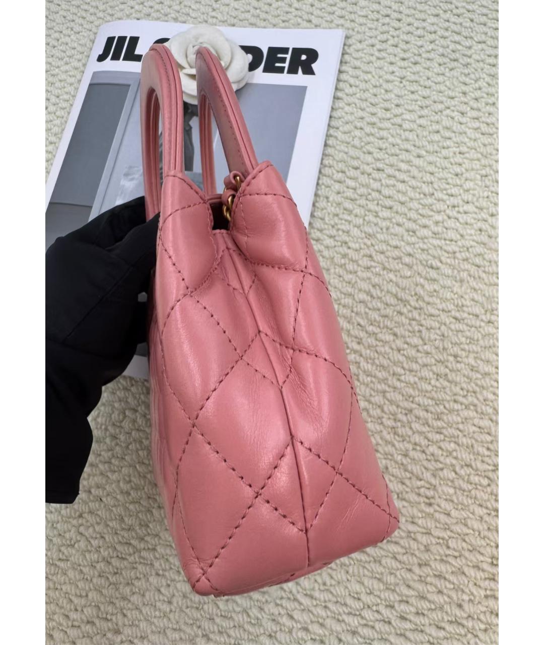 CHANEL Розовая кожаная сумка с короткими ручками, фото 4