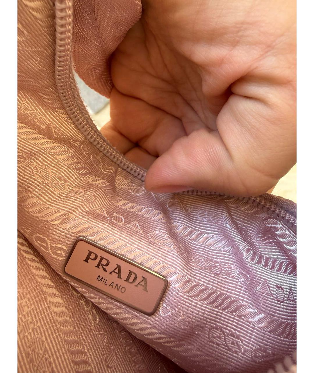 PRADA Розовая нейлоновая сумка с короткими ручками, фото 5