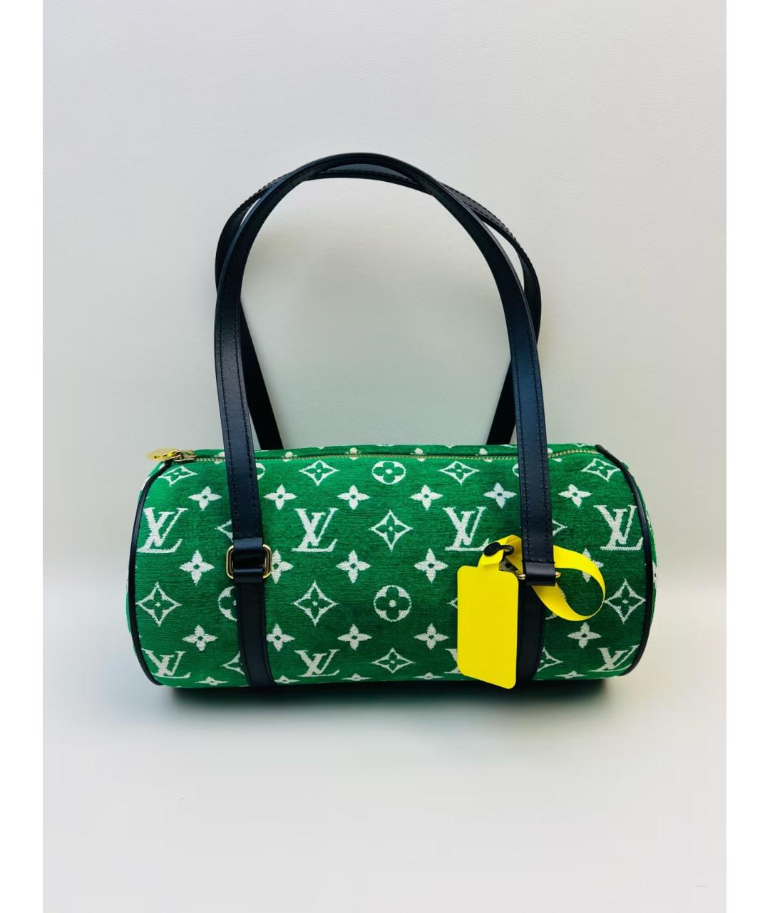 LOUIS VUITTON Зеленая жаккардовая сумка с короткими ручками, фото 3