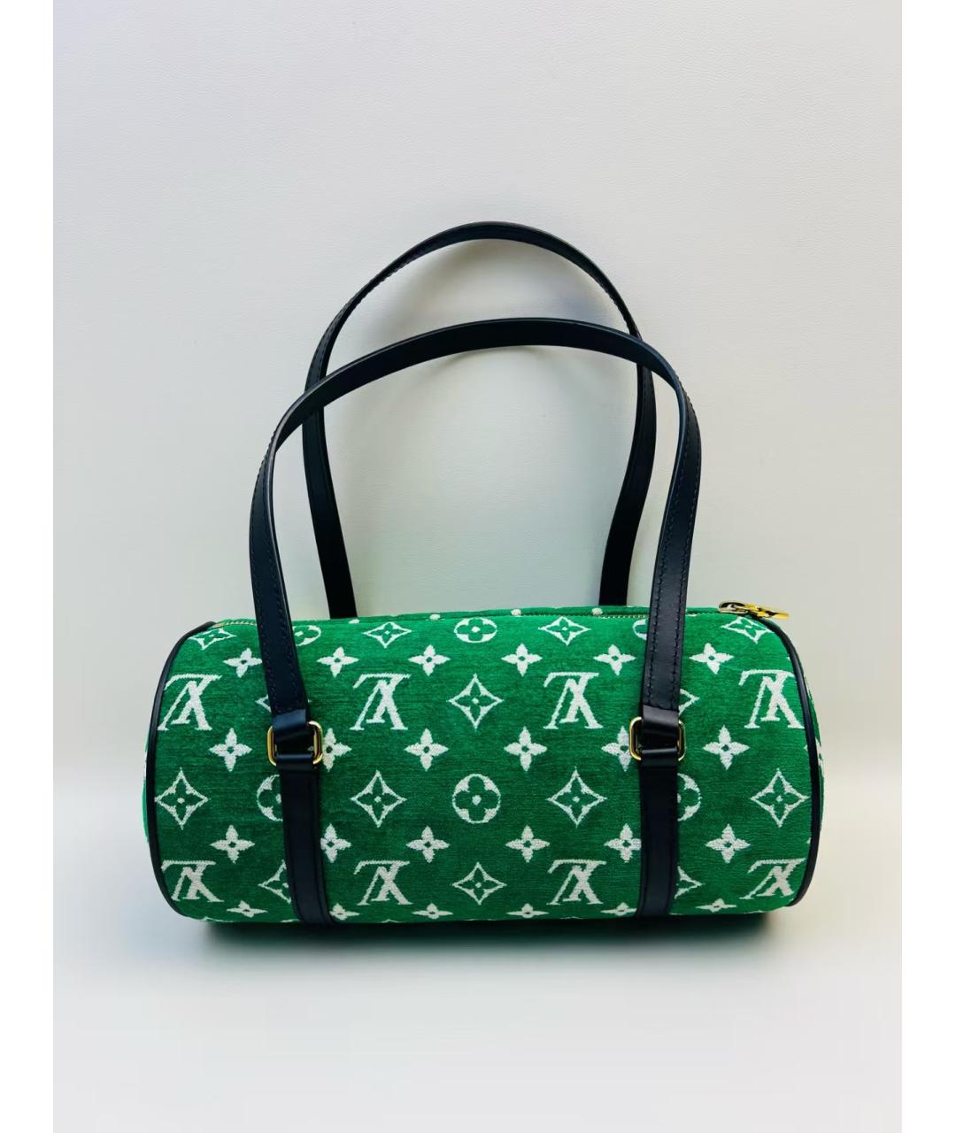 LOUIS VUITTON Зеленая жаккардовая сумка с короткими ручками, фото 2