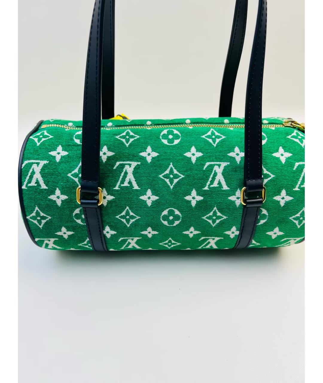 LOUIS VUITTON Зеленая жаккардовая сумка с короткими ручками, фото 4