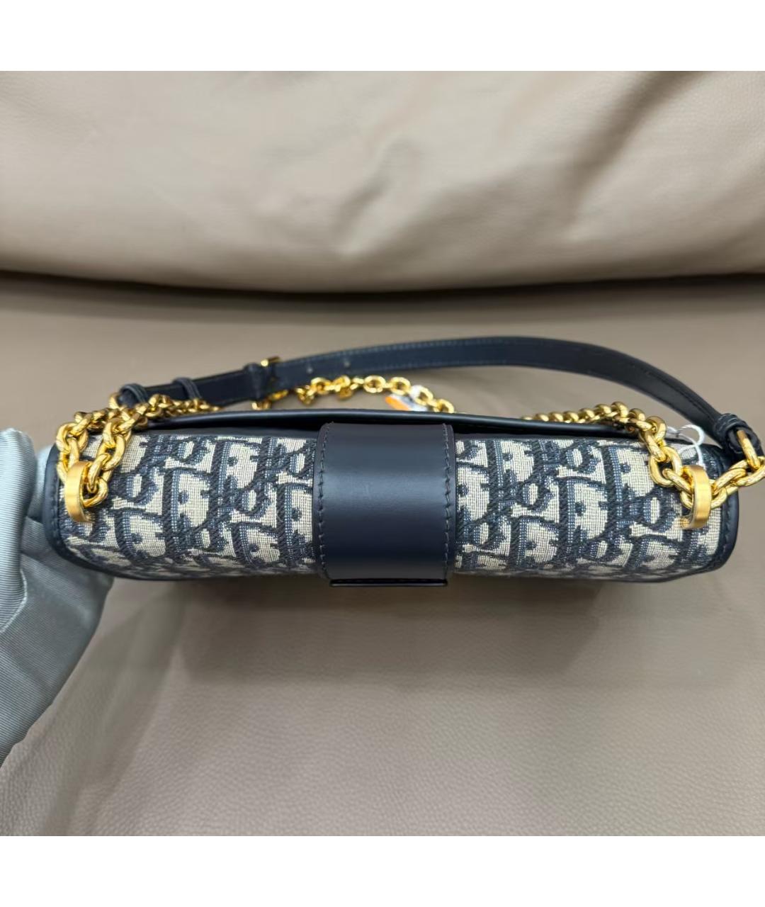 CHRISTIAN DIOR Синяя жаккардовая сумка с короткими ручками, фото 4