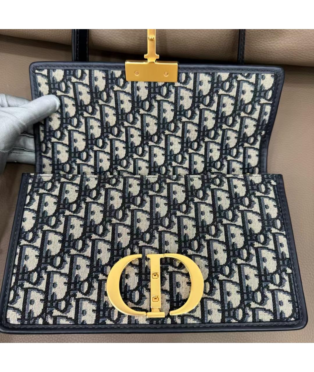 CHRISTIAN DIOR Синяя жаккардовая сумка с короткими ручками, фото 5