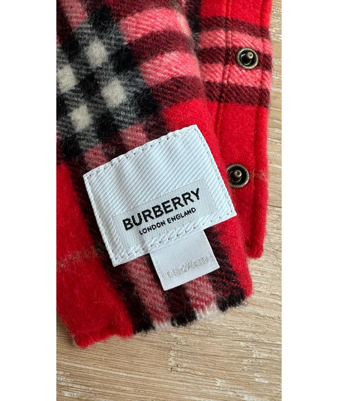 BURBERRY Красный кашемировый шарф, фото 5