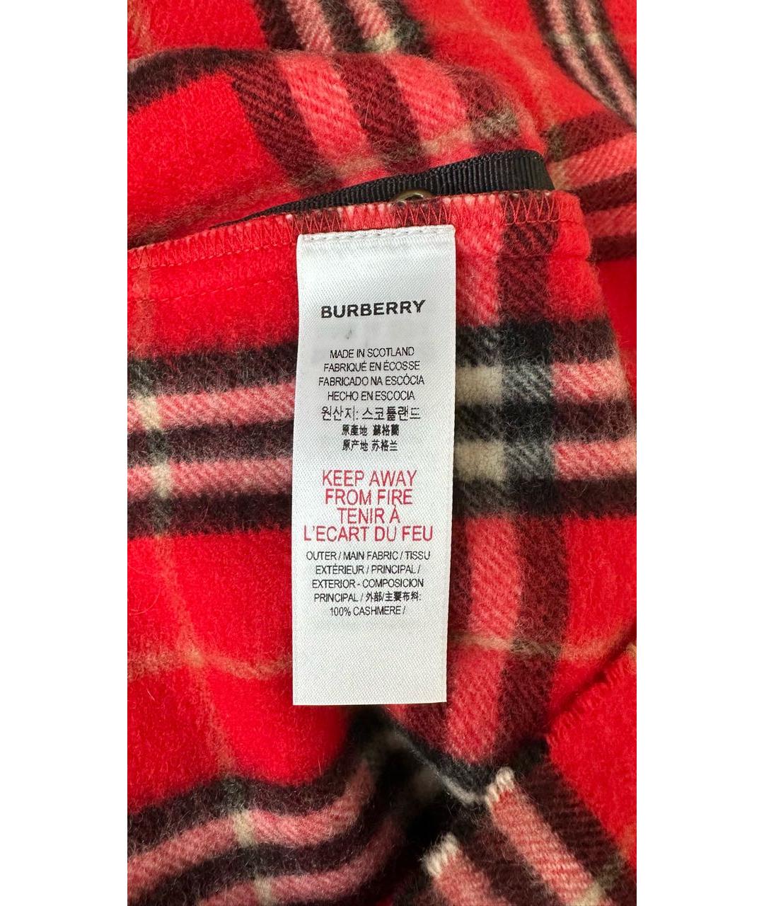 BURBERRY Красный кашемировый шарф, фото 6