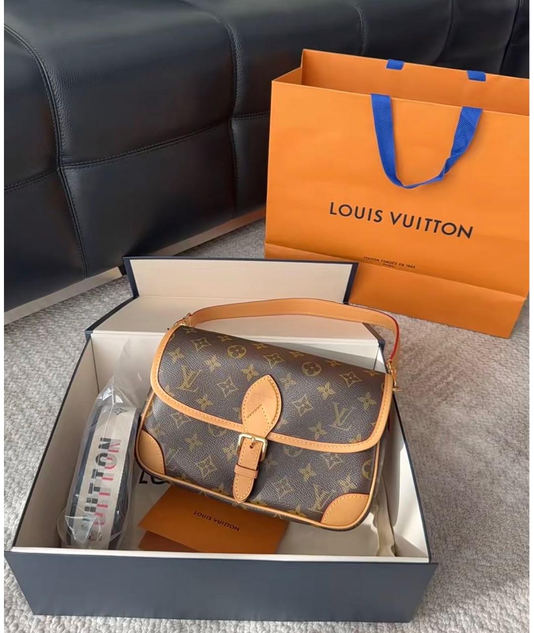LOUIS VUITTON Коричневая кожаная сумка через плечо, фото 5