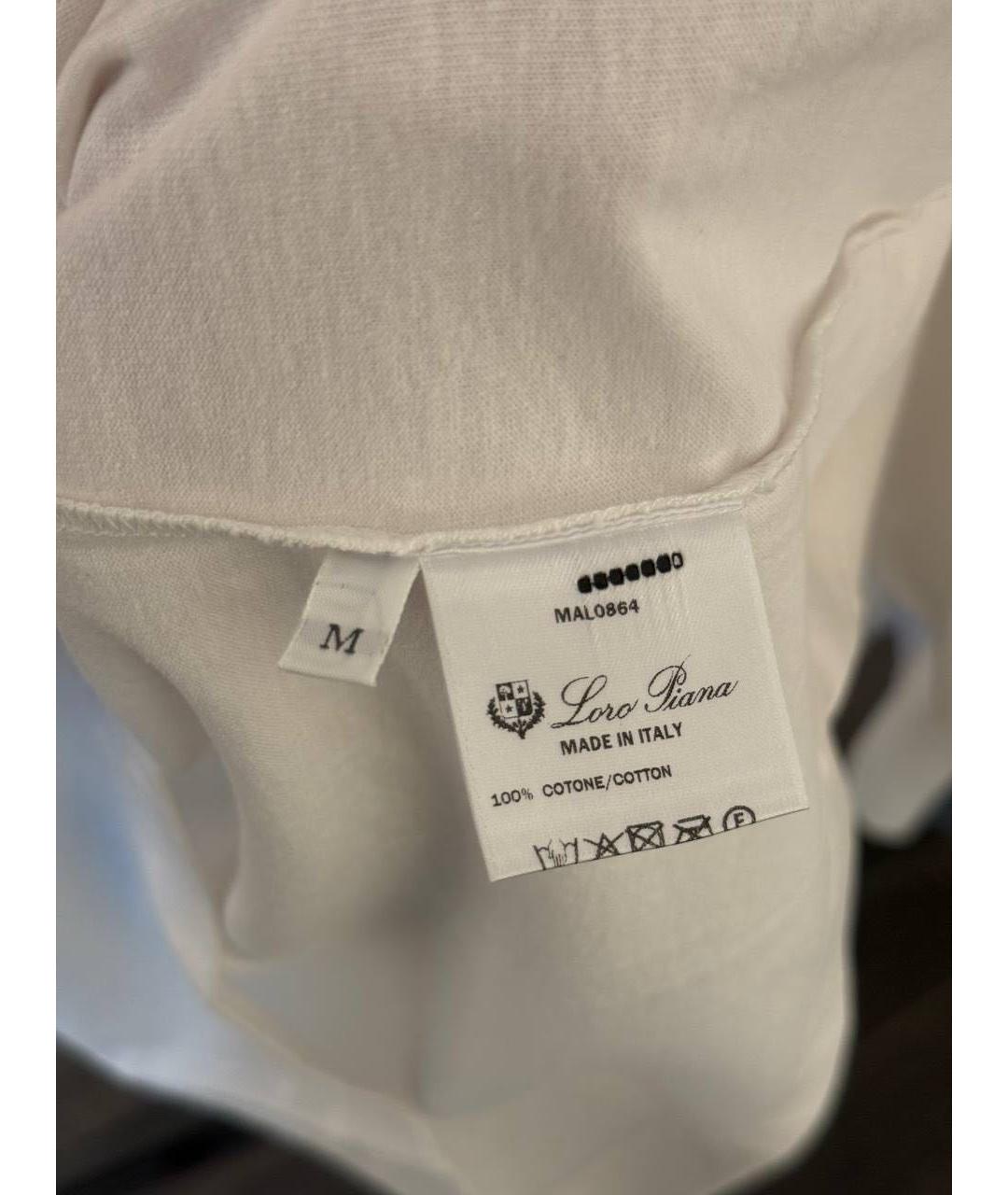 LORO PIANA Белая хлопковая футболка, фото 5