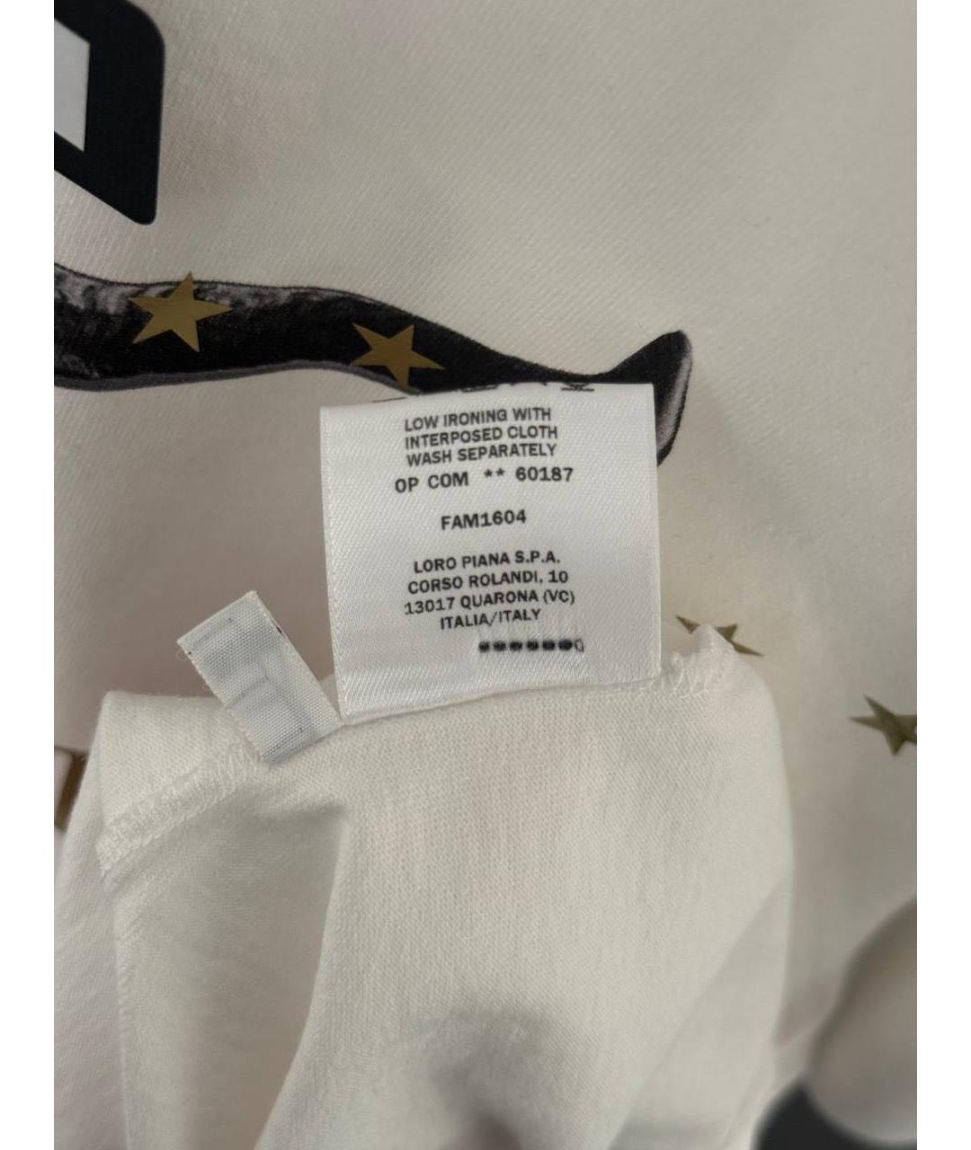 LORO PIANA Белая хлопковая футболка, фото 2
