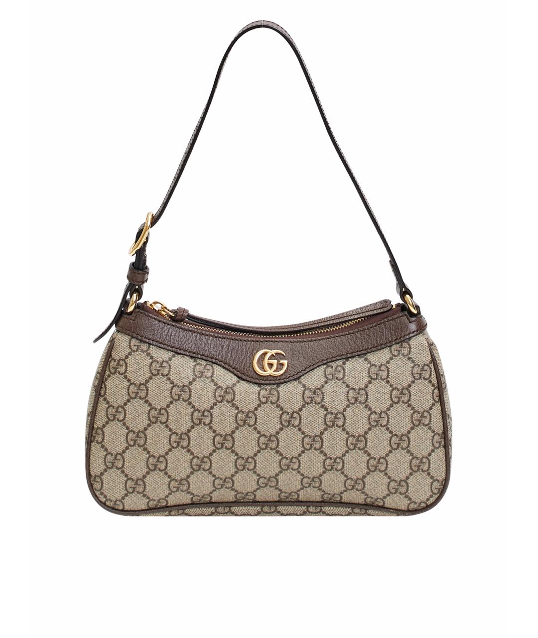 GUCCI Коричневая сумка с короткими ручками из канвы, фото 1