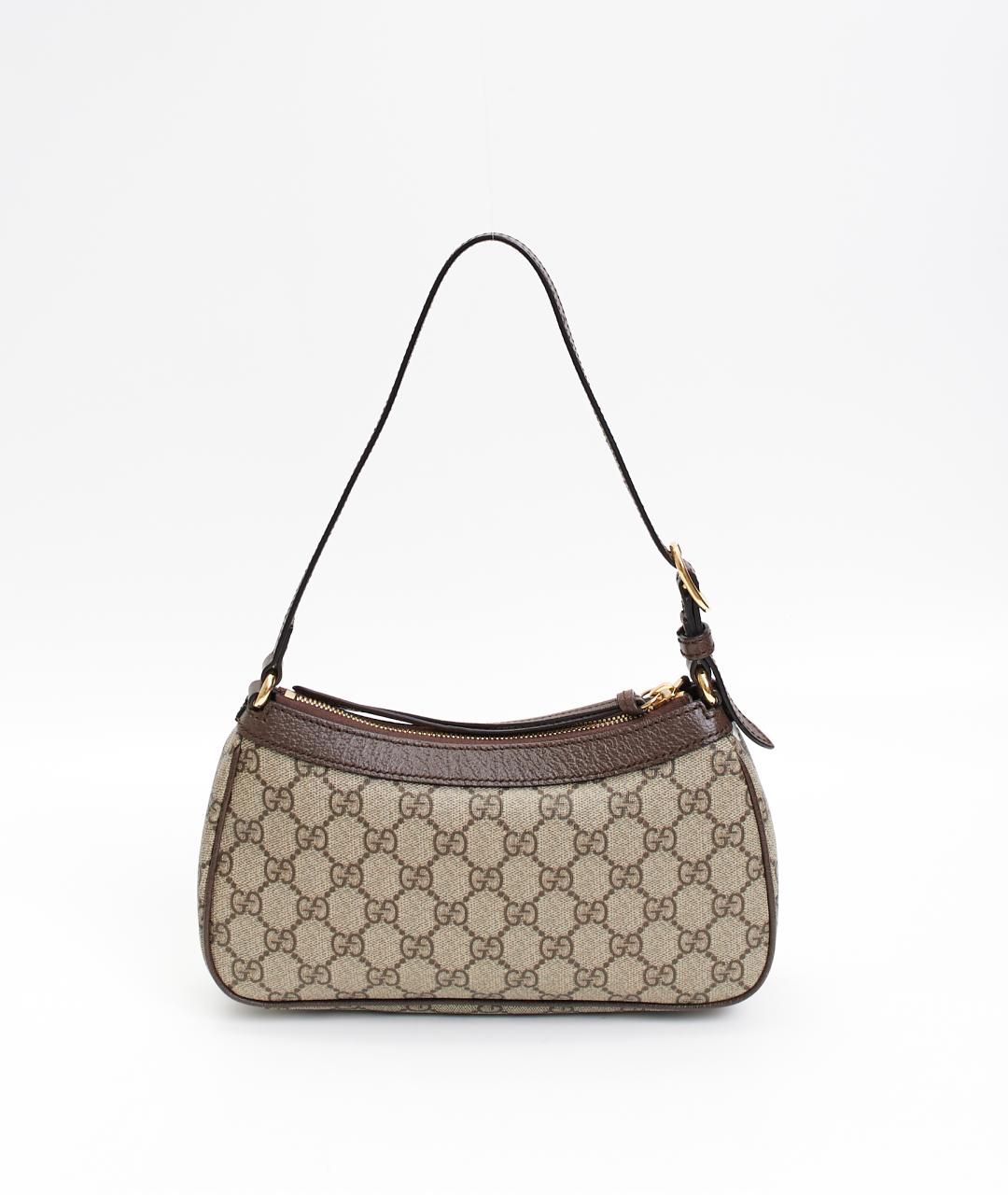 GUCCI Коричневая сумка с короткими ручками из канвы, фото 3