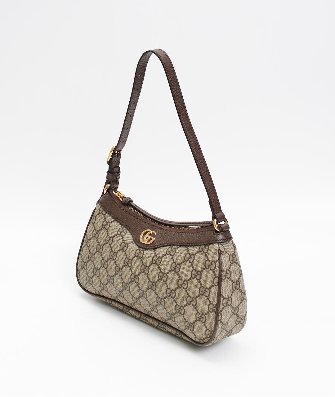 GUCCI Коричневая сумка с короткими ручками из канвы, фото 2