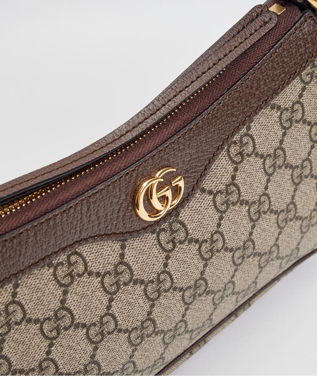 GUCCI Коричневая сумка с короткими ручками из канвы, фото 6