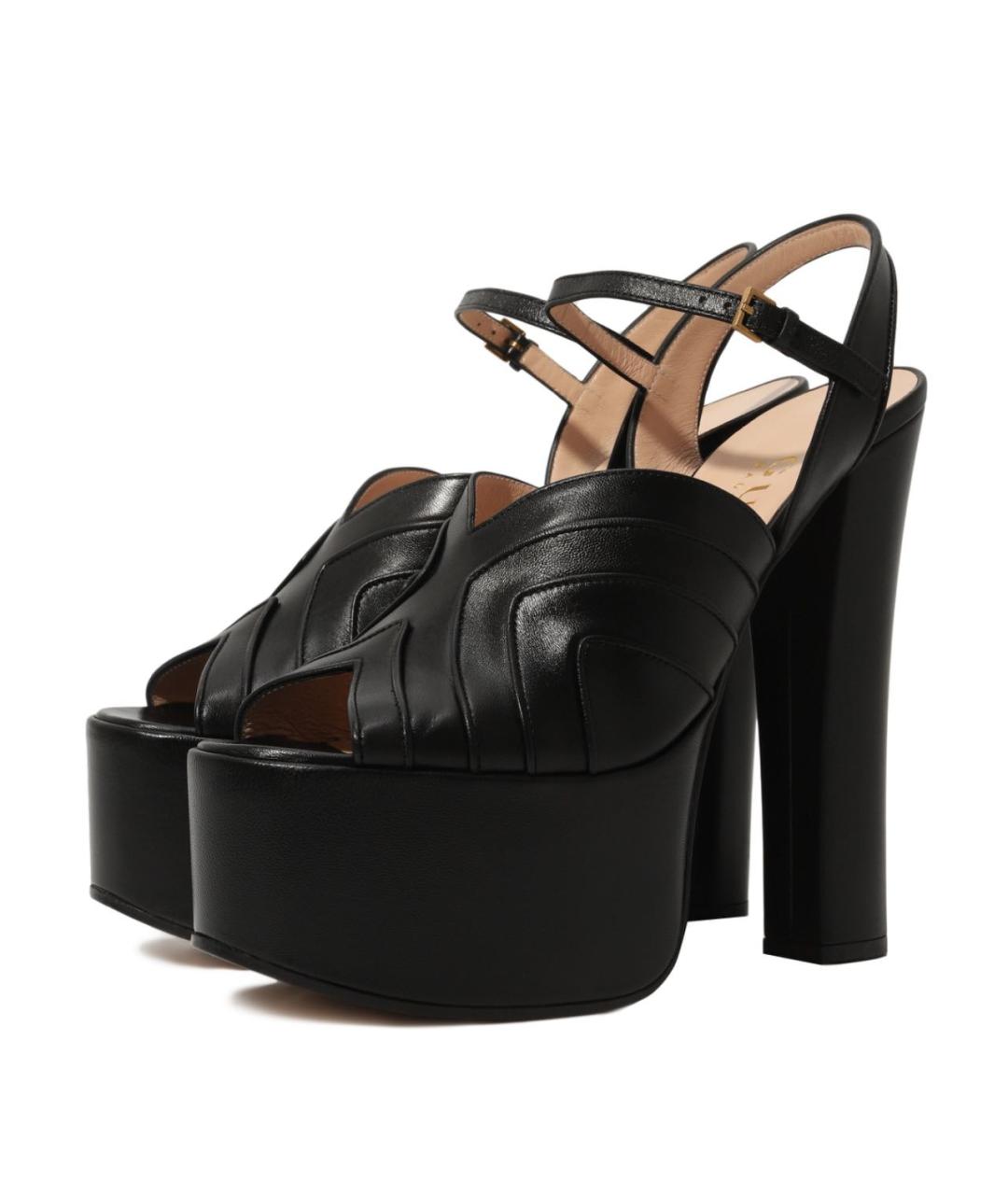 GUCCI Черные кожаные босоножки, фото 3