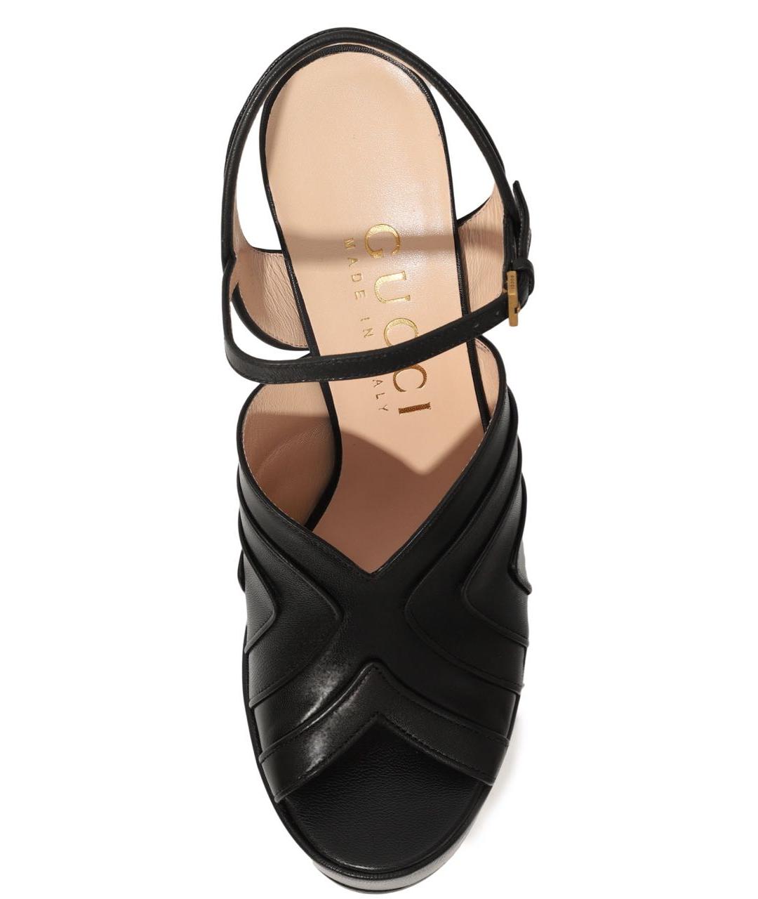GUCCI Черные кожаные босоножки, фото 6