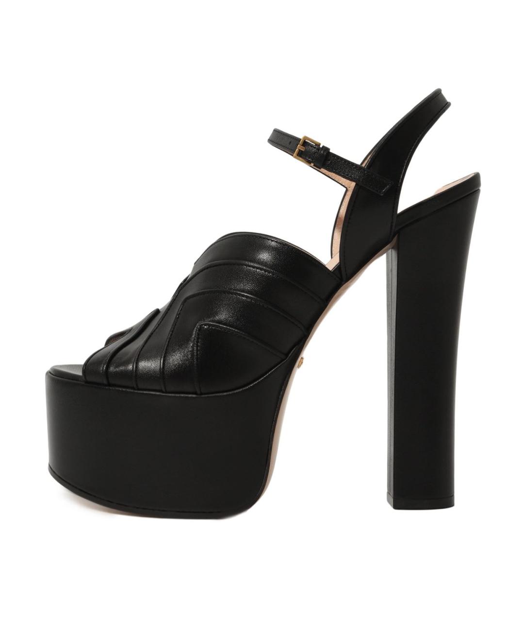 GUCCI Черные кожаные босоножки, фото 4