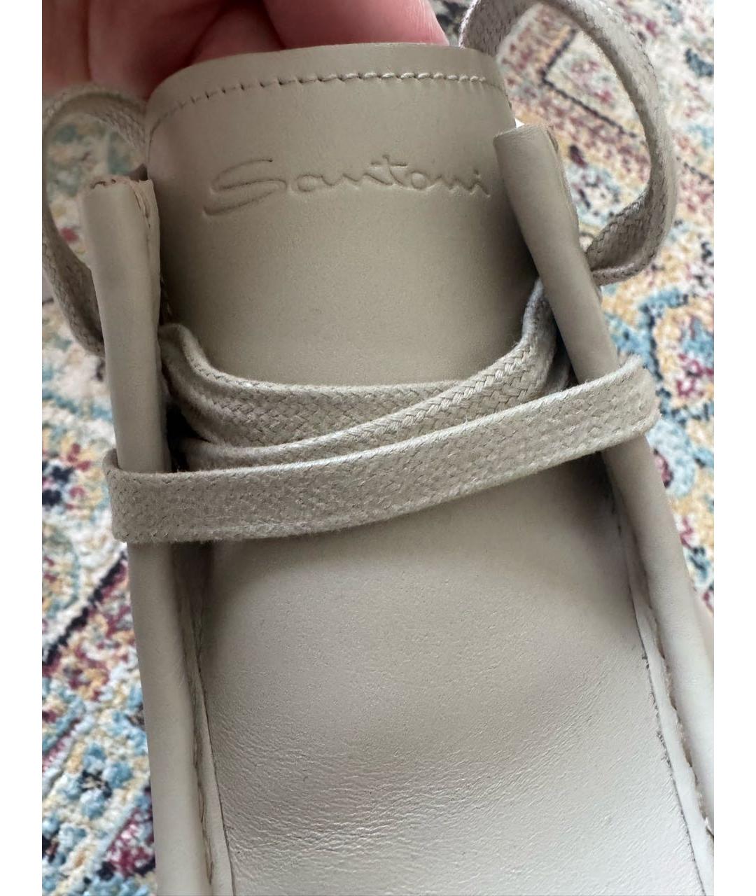 SANTONI Бежевые кожаные брогги и оксфорды, фото 3
