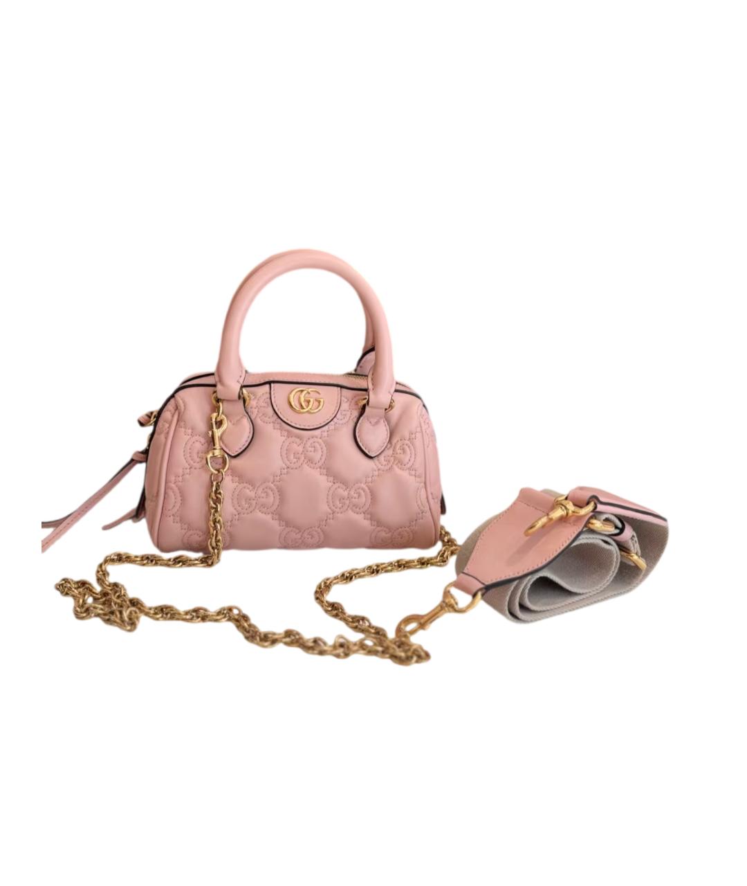 GUCCI Розовая кожаная сумка с короткими ручками, фото 2