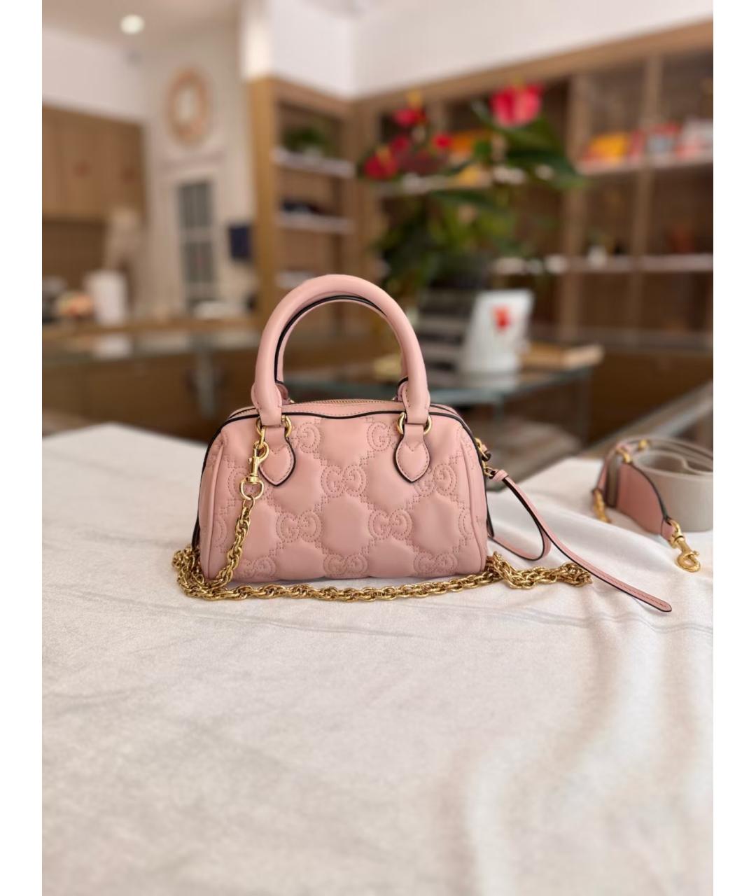 GUCCI Розовая кожаная сумка с короткими ручками, фото 3