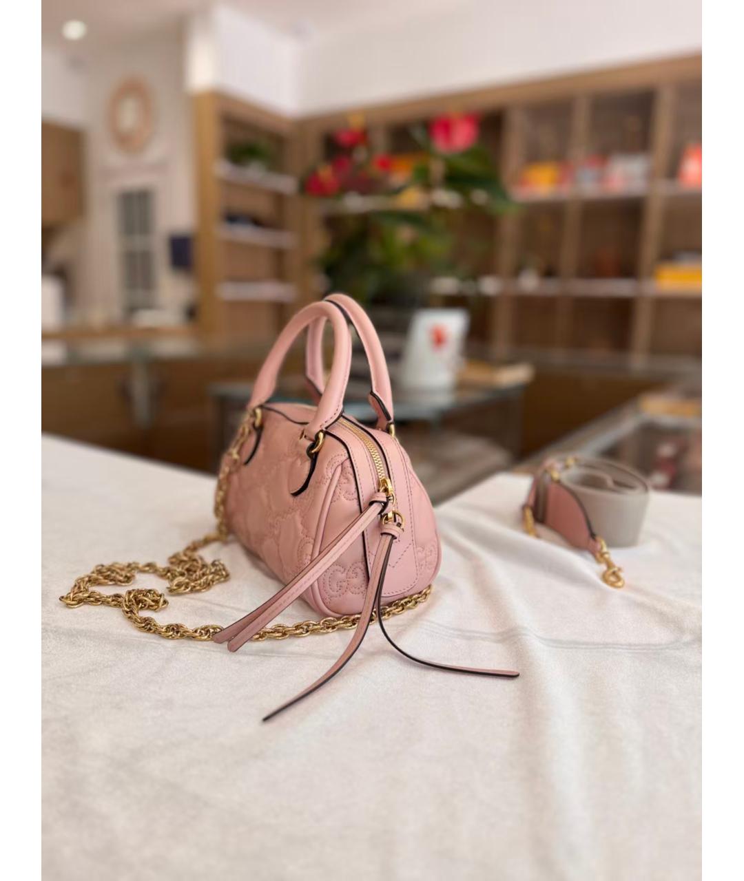GUCCI Розовая кожаная сумка с короткими ручками, фото 5