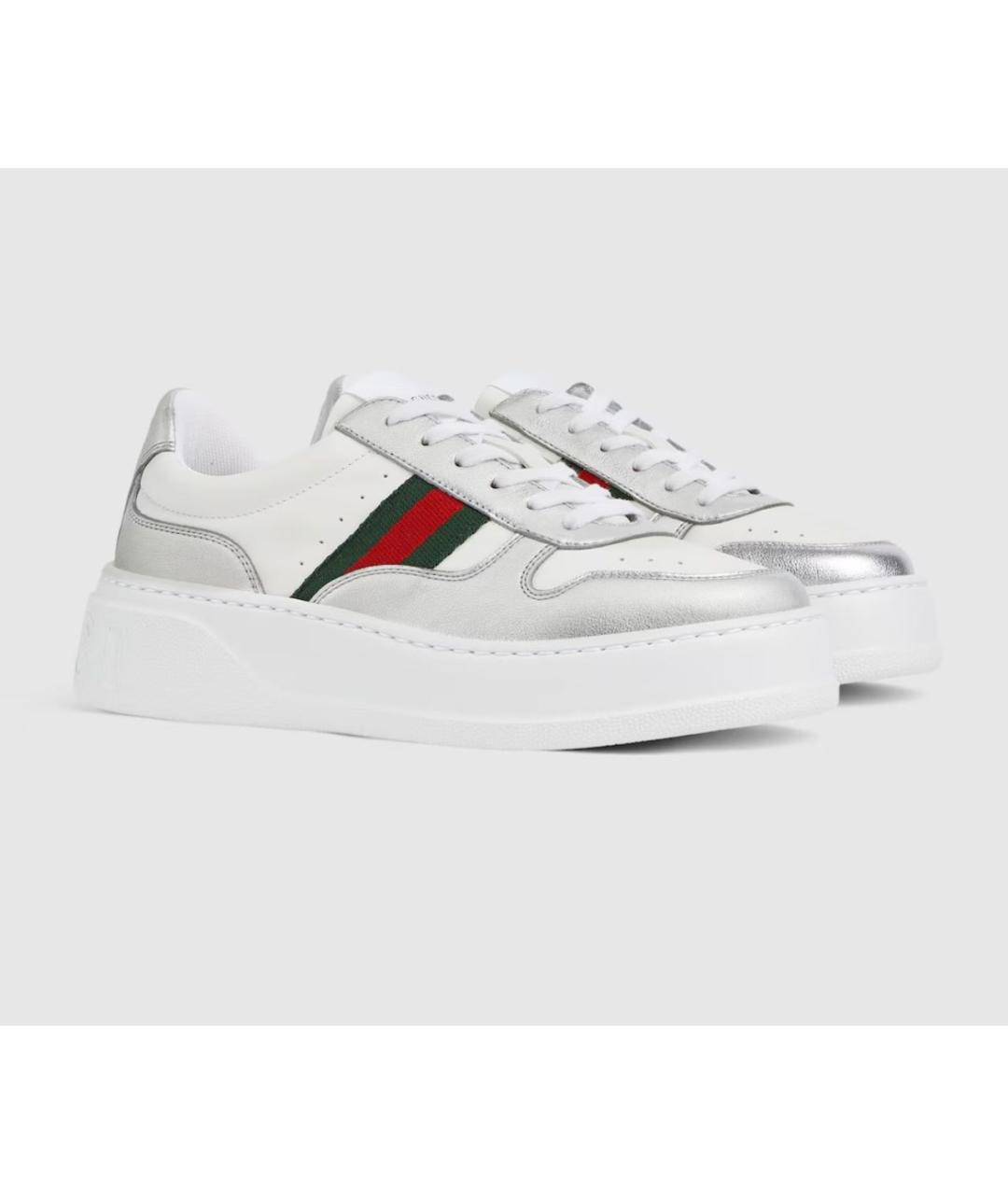 GUCCI Белые кожаные кеды, фото 2