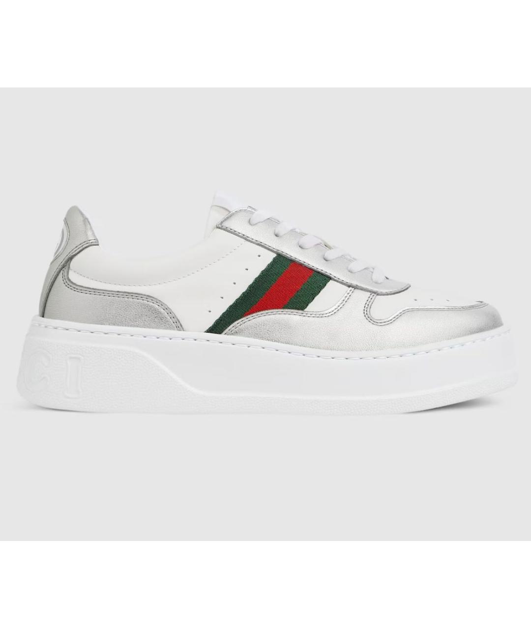 GUCCI Белые кожаные кеды, фото 5