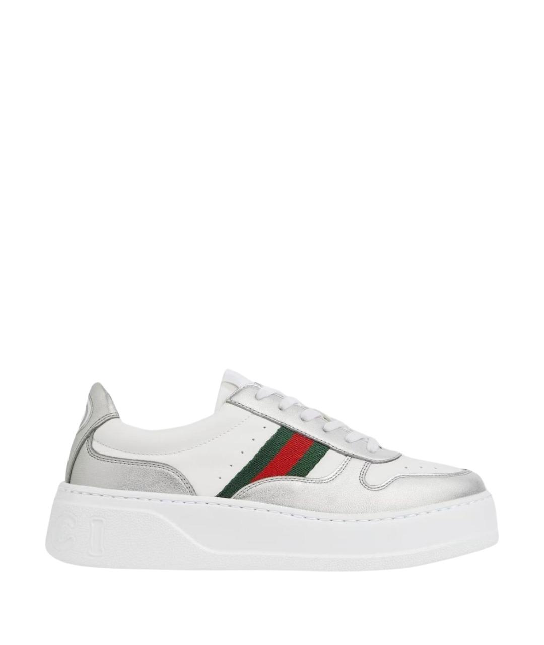 GUCCI Белые кожаные кеды, фото 1