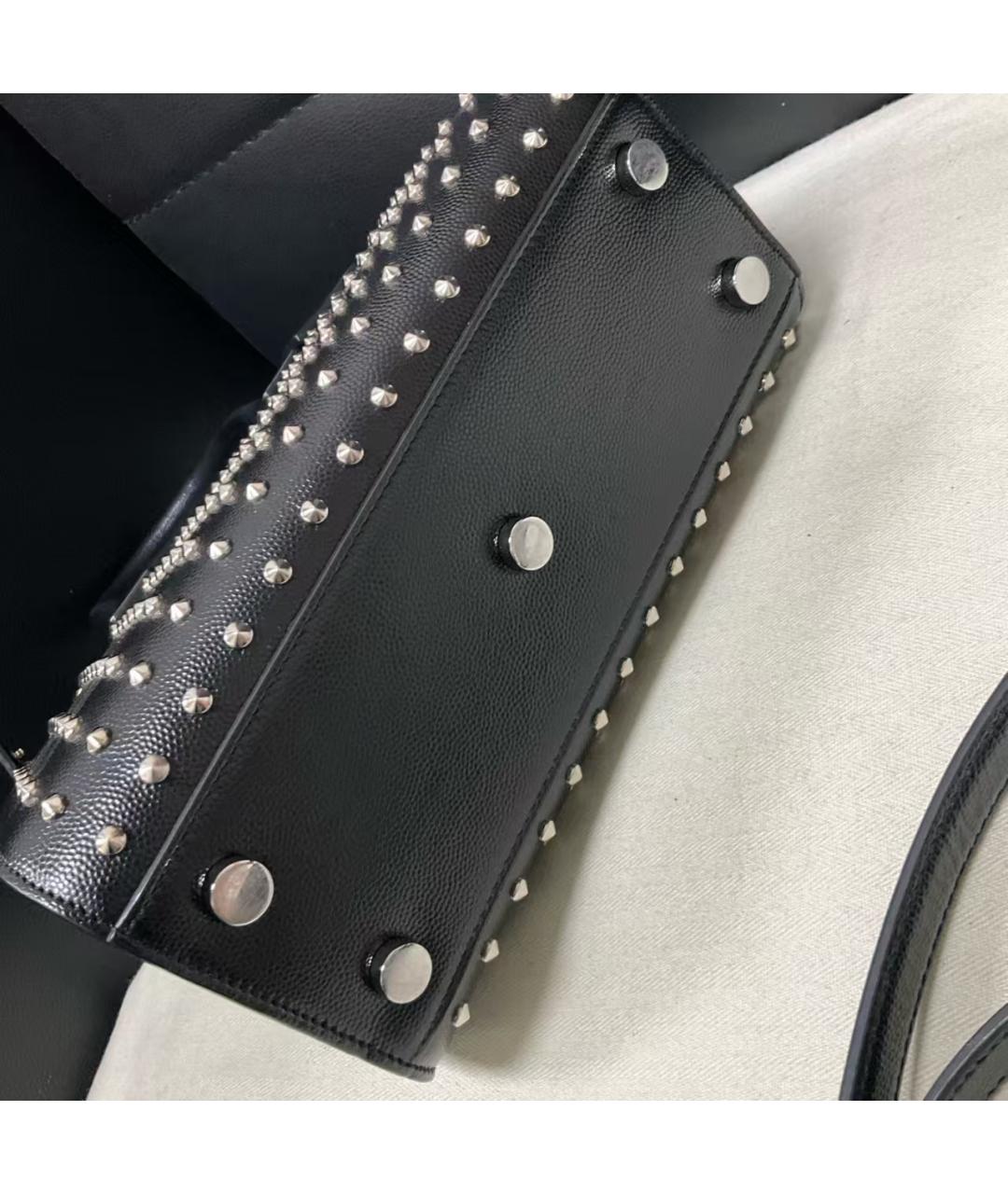 SAINT LAURENT Черная кожаная сумка тоут, фото 4