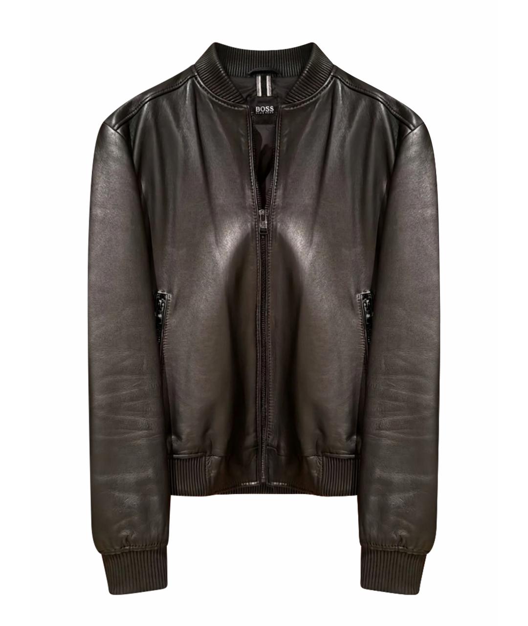 HUGO BOSS Черная кожаная куртка, фото 1
