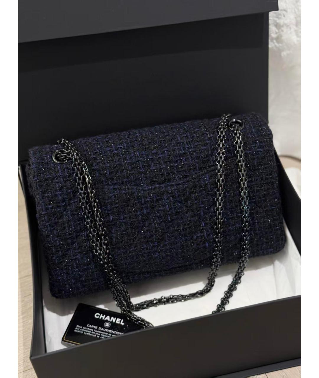 CHANEL Темно-синяя твидовая сумка через плечо, фото 3