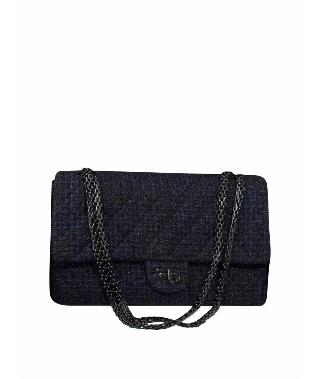 CHANEL Темно-синяя твидовая сумка через плечо, фото 1