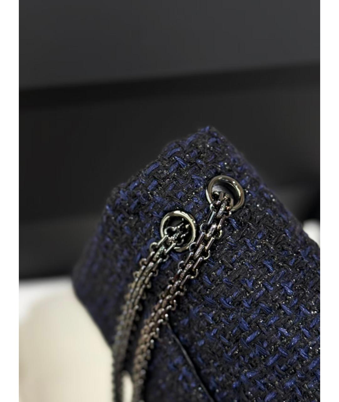 CHANEL Темно-синяя твидовая сумка через плечо, фото 4