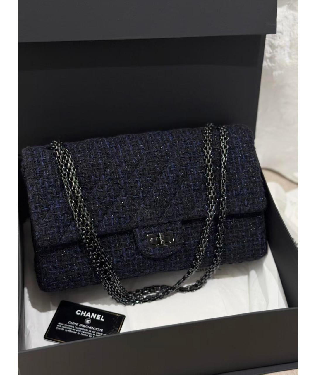CHANEL Темно-синяя твидовая сумка через плечо, фото 6