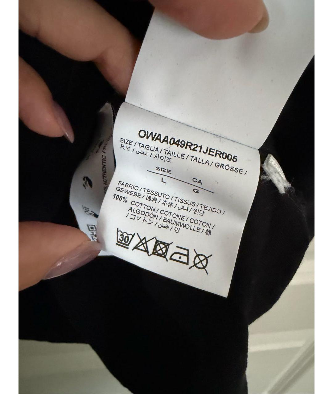 OFF-WHITE Черная хлопковая футболка, фото 4