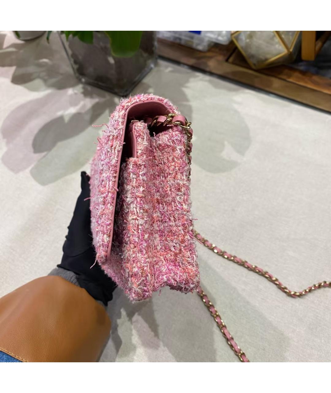 CHANEL Розовая твидовая сумка через плечо, фото 7