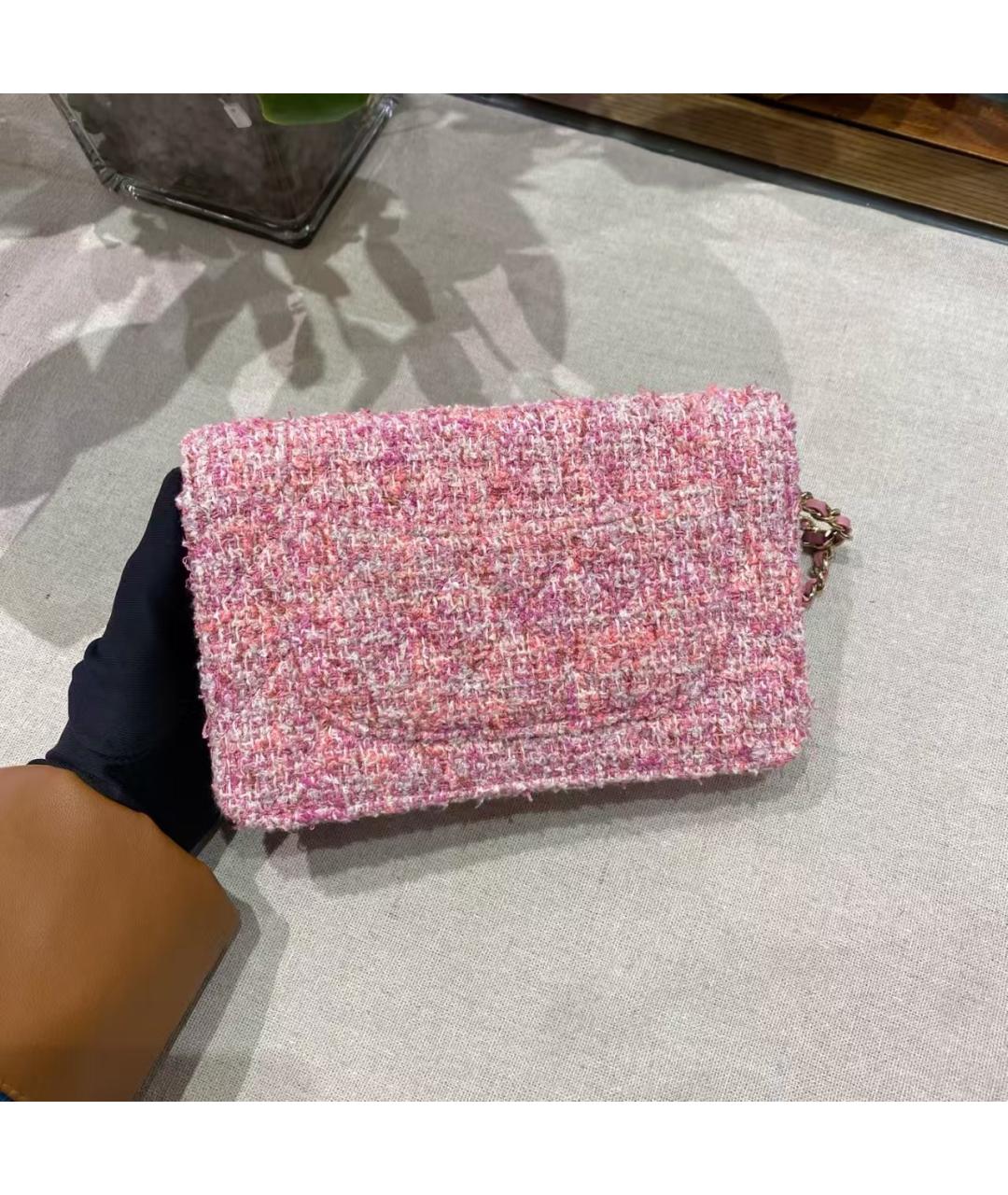 CHANEL Розовая твидовая сумка через плечо, фото 4